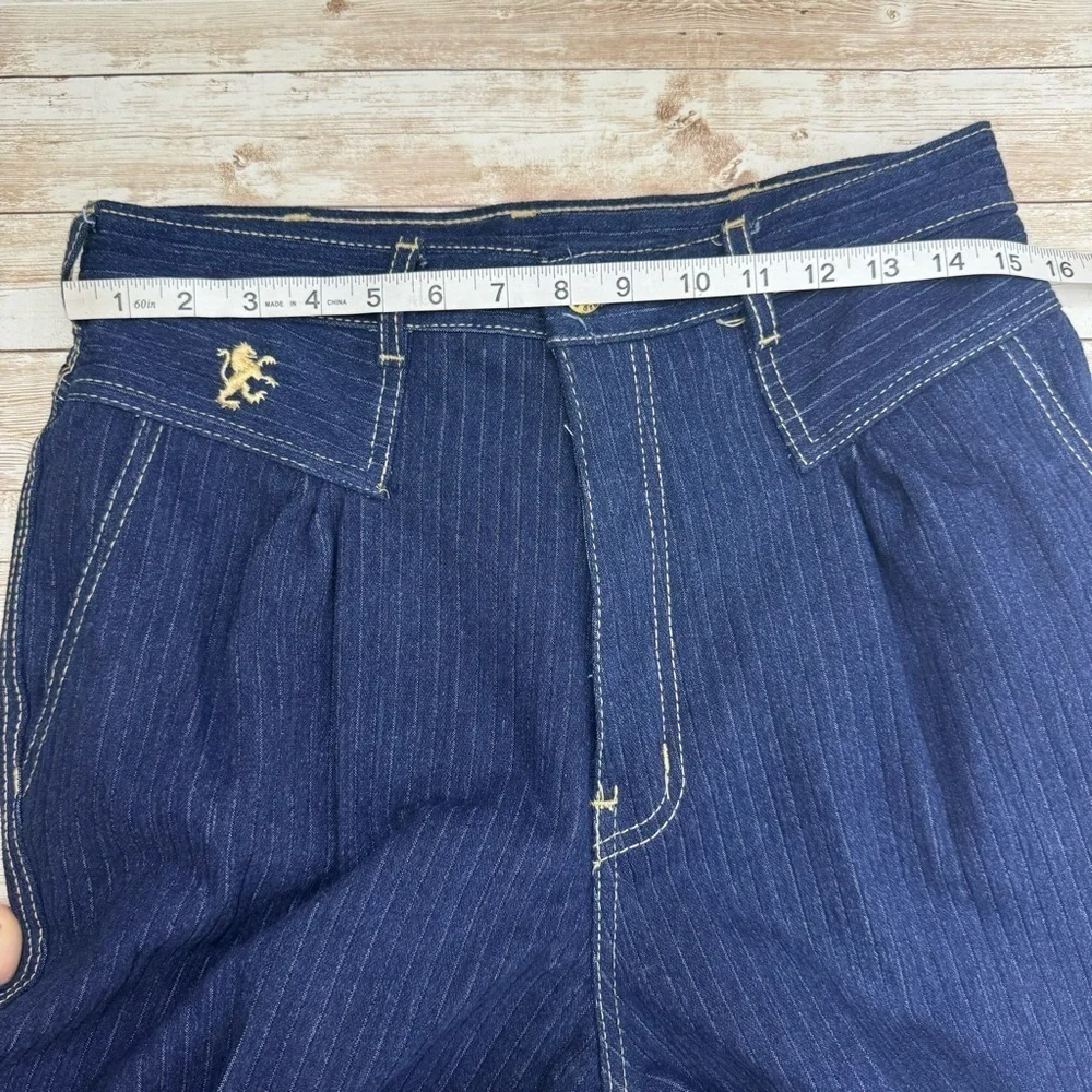 Vintage Braxton Stretch Velvet Stripe Gathered Jeans 16 Super High Rise